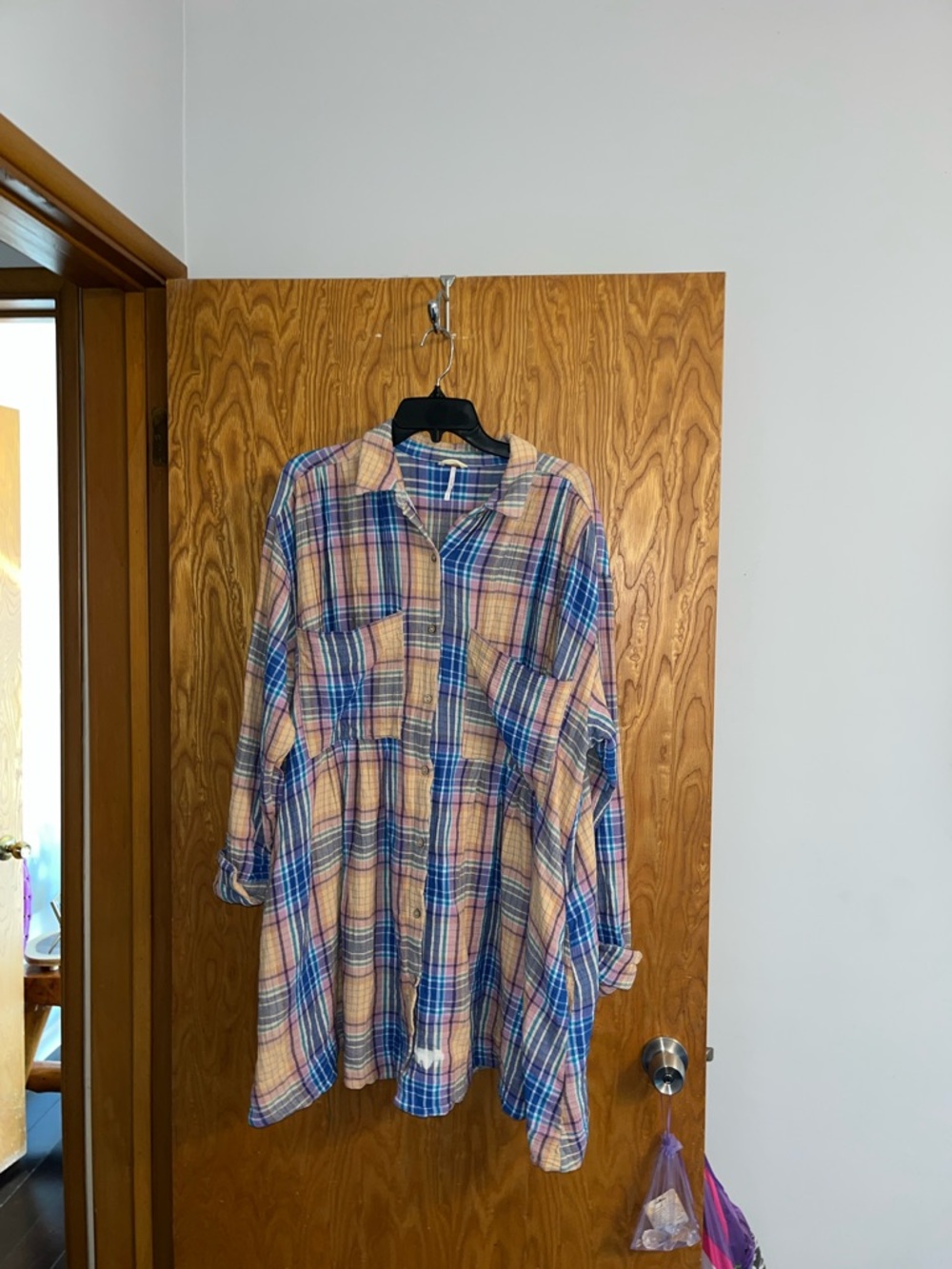 Free People The Voyage Shirtdress Sunrise Combo Plaid Cotton Boho Cottagecore